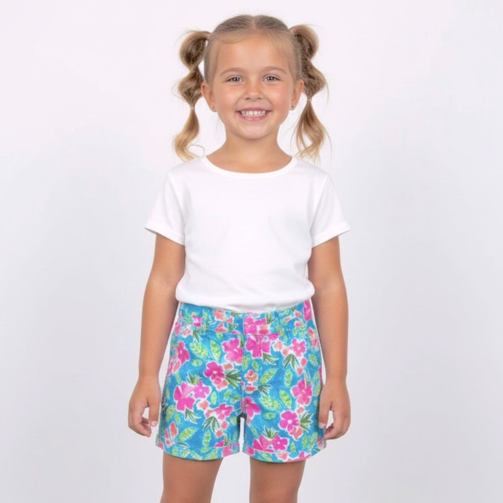 Girls Floral Summer Denim Shorts